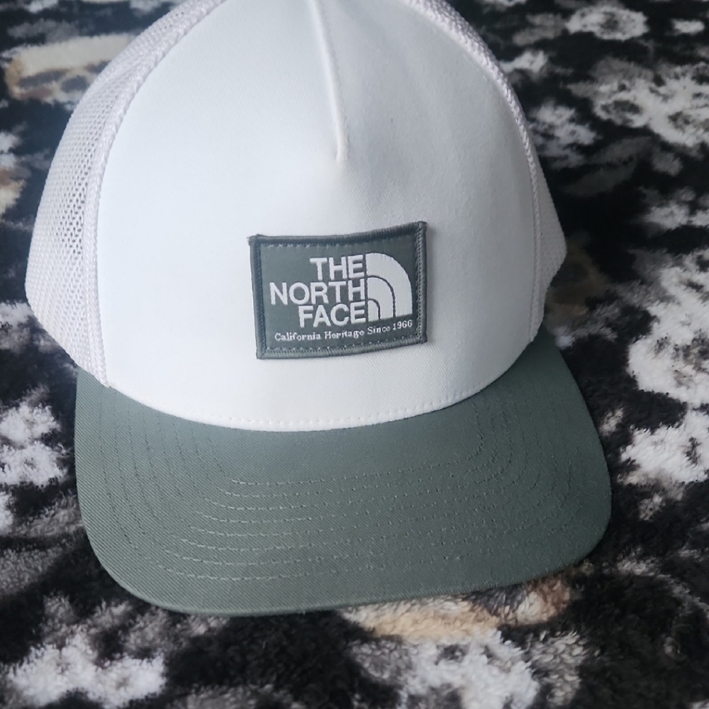 The North Face White and Green Cap